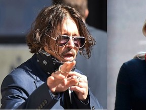 Johnny Depp, left, and Amber Heard, right. Photo, left: DANIEL LEAL-OLIVAS / AFP/ Getty and Photo, right: TOLGA AKMEN / AFP/ Getty Images