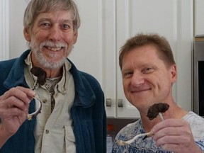 Dr. Bruce Tobin, left, founder of TheraPsil, and Thomas Hartle, one of the first Canadians to legally consume psilocybin for medical purposes. /