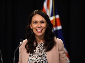 FILE: Prime Minister Jacinda Ardern announces a nurses pay settlement during a press conference at Parliament on Aug. 7, 2018 in Wellington, New Zealand.