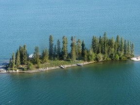 An aerial view of Blachford Lake on July 5, 2011 in Blatchford Lake, Northwest Territories, Canada.