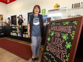 Marga Vertolli, owner of Lux Smoke on Wharncliffe Road S., said the application process took about seven months before she opened her store on July 2. (Mike Hensen/The London Free Press)