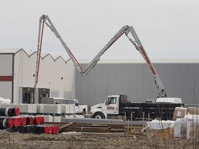 The exterior of PharmHouse, a cannabis growing operation currently under construction in Leamington, is shown on April 11, 2019.
