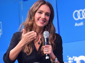 FILE: Actress Jessica Alba during the "Bits & Pretzels Founders Festival" at ICM Munich on Sept. 30, 2019 in Munich, Germany. Bits & Pretzels is an application-only, three-day festival that connects 5,000 founders, investors and startup enthusiasts.