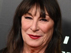 FILE: US actress Anjelica Huston arrives for the world premiere of "John Wick: Chapter 3 - Parabellum" at One Hanson in New York on May 9, 2019