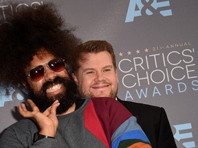 Reggie Watts, left, currently leads the house band for The Late Late Show with James Corden.