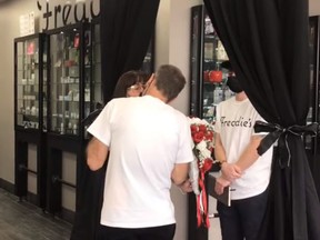 Wedding vows sealed with a kiss at Michigan dispensary. /