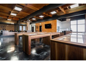 A former CIBC bank branch, Bud Bank Inc. has restored the 1970s vibe of the Richmond Street building by adding its “own modern flare with dark décor and a smoky black epoxy floor,” owner Don Tetreault says.