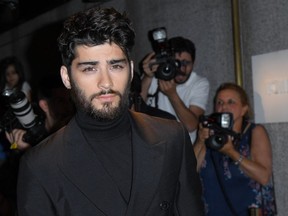 FILE: Zayn Malik arrives for the Tom Ford Autumn/Winter 2016 Menswear and Womenswear Collection presentation in New York on Sept. 7, 2016. /