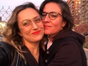 "It took us what felt like an eternity to get that first date locked in, because you know, life happens and apparently, there was a global pandemic looming so we had to wait until weeks before the borders closed to book our first date," says Jessica (left) with her partner Silvia.