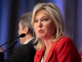 FILE: CP-Web.  Mississauga Mayor Bonnie Crombie speaks at the Ontario Liberal Party's 2019 AGM in Toronto on Friday June 7, 2019.  /