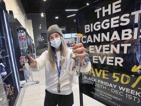 FILE: Maggie Joseph, store manager at the One Plant cannabis store on Tecumseh Road East in Windsor is shown on Friday, Nov. 26, 2021. /