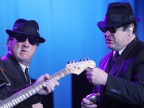 FILE - Jim Belushi (L) performs alongside Dan Ackroyd as The Blues Brothers Band at the 118th Edmonton Chamber of Commerce President's Ball at the Shaw Conference Centre in Edmonton, Alta., on Friday February 2, 2007.