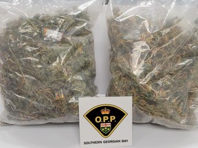 Two bags of marijuana seized by Ontario police.