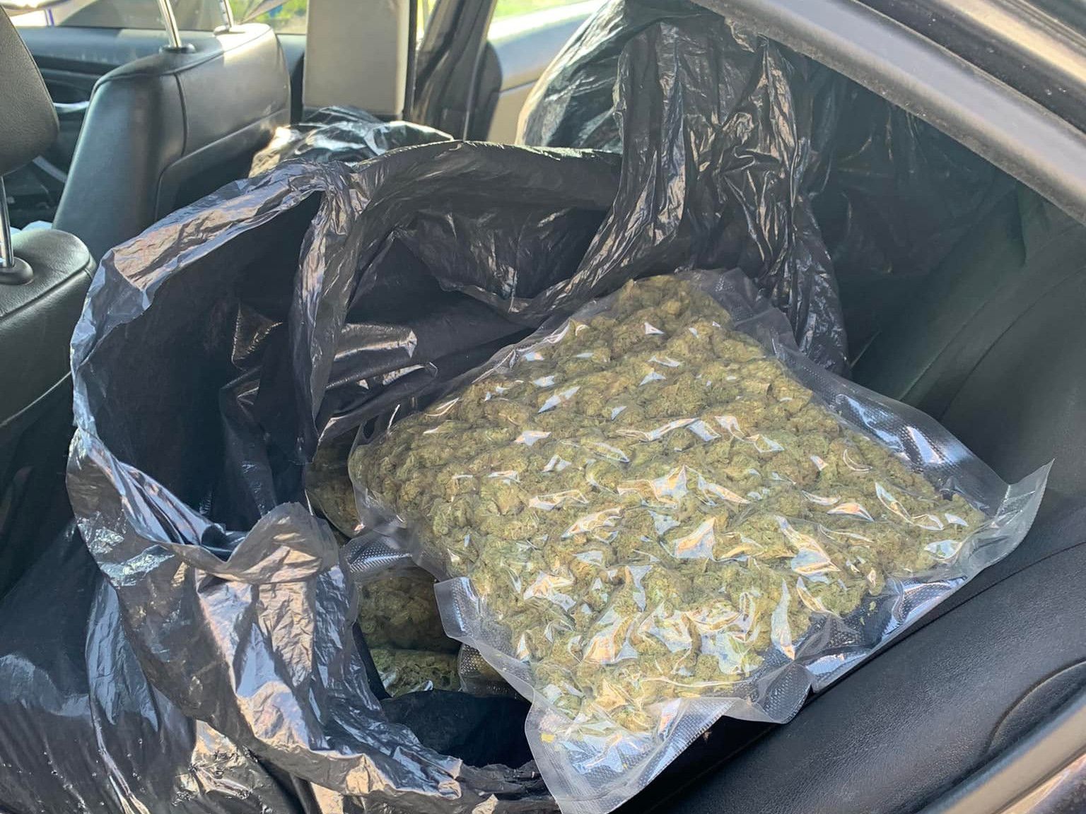 Responding officers discovered about 41 kilograms of processed weed in both the back seat and trunk of the car. /