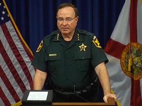 Screen capture of the video of Sheriff Grady Judd of the Polk County Sheriff's Office during a press conference on the recent bust. /
