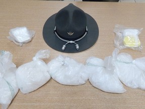 Police found 2.3 kilograms of methamphetamine, 130 grams of cocaine and 214 grams of suspected fentanyl during the search. /