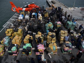 Crews of nine ships seized 24,721 kilograms of cocaine and 7,167 kilograms of cannabis. /