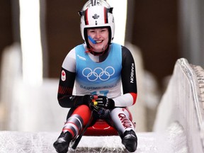 Makena Hodgson of Team Canada on Winter Olympics luge tracks in Beijing