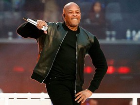 FILE: Dr. Dre performs during the Pepsi Super Bowl LVI Halftime Show at SoFi Stadium on February 13, 2022 in Inglewood, Calif. /