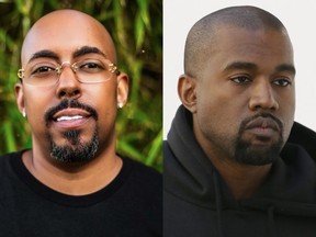 John Monopoly (left) and Kanye West.