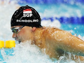 FILE: Joseph Schooling of Singapore competes in the Men's 200m Individual Medley final during day two of the FINA Swimming World Cup Singapore at the OCBC Aquatic Centre on Aug. 16, 2019 in Singapore. /