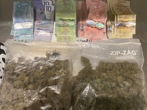The driver was charged with possession for the purpose of distribution, possession of over 30 grams of dried cannabis in a public place, possession of proceeds obtained by crime over $5,000 and driving with cannabis readily available. /