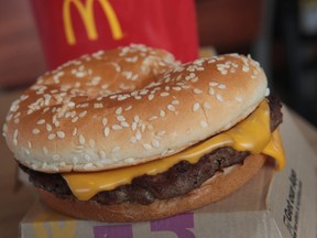FILE: Image for representation. A Quarter Pounder hamburger is served at a McDonald's restaurant on Mar. 30, 2017 in Effingham, Ill. /