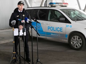 Montreal police Commander Francis Renaud addresses reporters Wednesday.