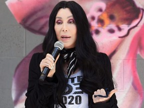 FILE: Singer/actress Cher campaigns for Joe Biden and Kamala Harris at a Pride brunch event at The Garden Las Vegas on Oct. 25, 2020 in Las Vegas, Nev. /