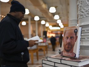 Copies of "Spare" by Britain's Prince Harry, Duke of Sussex, are displayed at a Barnes & Noble bookstore on January 10, 2023 in New York City.