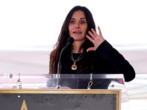 FILE - Actor Courteney Cox speaks during her star unveiling ceremony on the Hollywood Walk of Fame in Los Angeles, California, U.S., February 27, 2023.