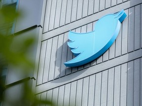 FILE - The Twitter logo outside the company's headquarters in San Francisco, California.