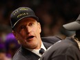 FILE - Woody Harrelson attends the game between the Los Angeles Lakers and the Oklahoma City Thunder at Crypto.com Arena on February 07, 2023 in Los Angeles, California.