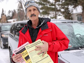 Glenn Boulet with a licence suspension notice he received after failing a roadside cannabis test in Saskatoon.