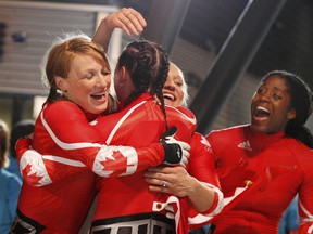 Heather Moyse, left, is a two-time Olympic bobsleigh gold medallist and a former elite international rugby player.