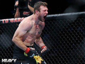 Dan Miller celebrates his victory at UFC 188. He faces Rousimar Palhares on Spike TV on Saturday. (photo courtesy of Heavy MMA)