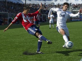Blake Wagner in action against Chivas USA in April. (RICH LAM / GETTY IMAGES)