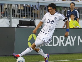 Omar Salgado was seeing regular time with the Whitecaps before breaking his foot last season. But rumours are out there that he's being shopped around, likely to Chivas. (Getty Images).