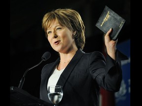 Premier Christy Clark delivers the keynote address to the Vancouver Board of Trade in Vancouver on September 22, 2011.