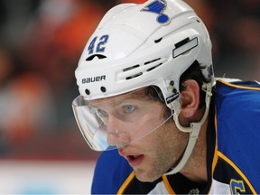 PHILADELPHIA — St. Louis Blues centre David Backes didn't play the whole game Saturday against the Flyers after feeling symptoms from clean Chris Pronger check. (Getting Images, National Hockey League).