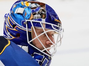 PHILADELPHIA — Brian Elliott faced the Flyers on Saturday and ran his record to an impressive 3-0 in a 4-2 victory for the St. Louis Blues. (Getty Images, National Hockey League).