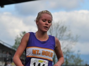 Mt. Douglas's Katelyn Hayward last June after winning the 3,000 metres at the BC high school championships. (Wilson Wong, PNG)