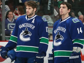 Ryan Kesler and Alex Burrows, got caught a little too close on the PK during Saturday's game.