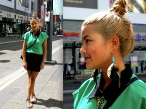 We spotted Natasha Belonio, 19, on Granville Street and asked her to share a few words about her eye-catching style.