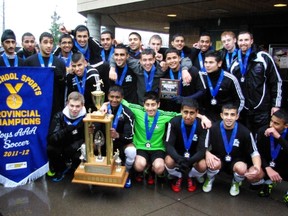 Enver Creek's Cougars won the BC Triple A boys soccer title on Saturday at the Burnaby Lake Sports Complex. (Enver Creek athletics)