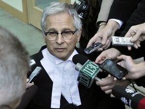 Lawyer Joseph Arvay talks to the media during a break in a trial seeking the legalization of assisted suicide. IAN LINDSAY/PNG files