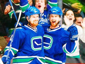 Daniel and Henrik celebrate the selection of The Province's new Canucks bloggers.