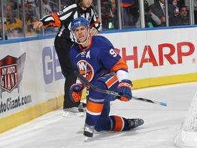 The Canucks will have to be careful when John Tavares is on the ice for the Islanders . (Bruce Bennett/Getty Images)
