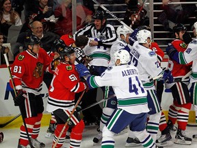 A brouhaha involving the Vancouver Canucks and Chicago Blackhawks.