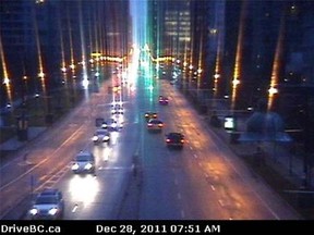 Traffic across Metro Vancouver is very light Wednesday, Dec. 28, as evidenced by this shot of the Lions Gate Bridge just before 8 a.m. (drivebc.ca)